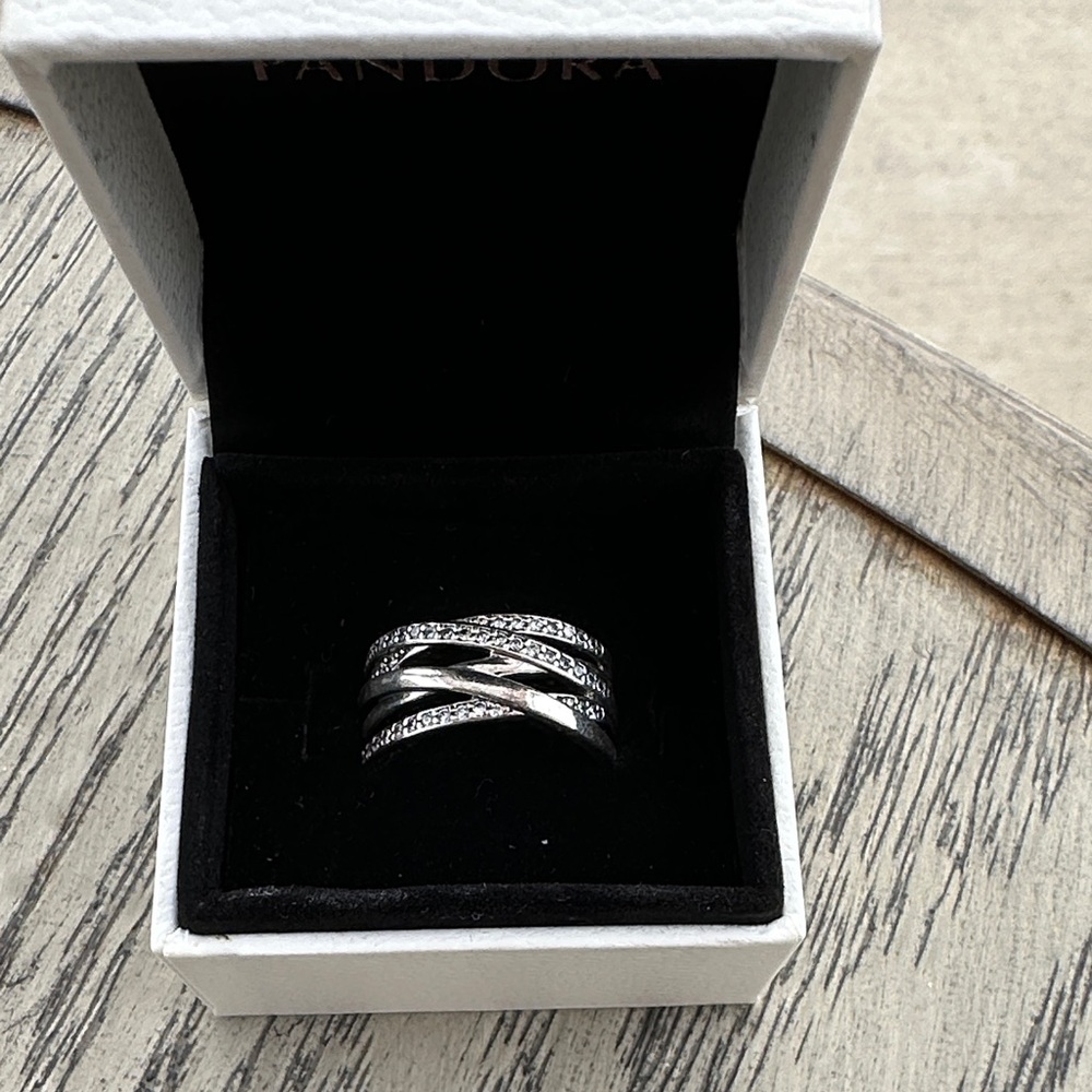 Pandora Sparking and Polished Lines Ring with Original Packaging